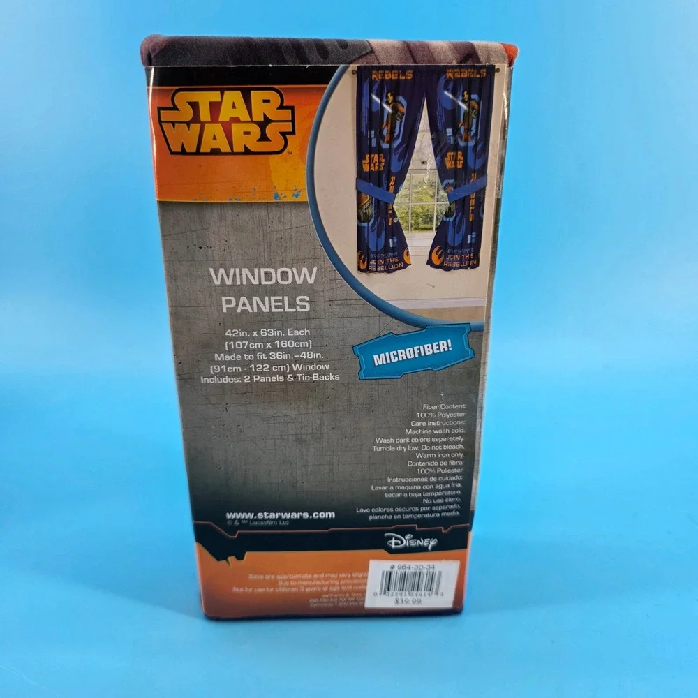 Disney Star Wars Rebels Window Panels Microfiber Drapes 42x63 2 Panels Tie-Backs